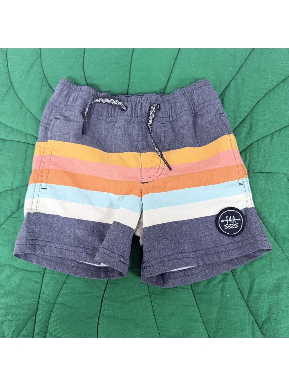 Feather 4 Arrow Toddler Boy 2T Gray Color Block Striped Swim Trunks